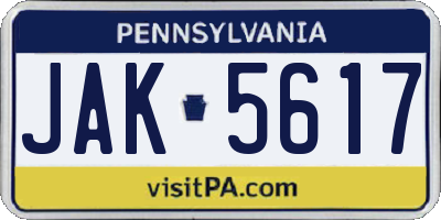 PA license plate JAK5617