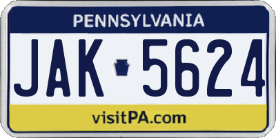 PA license plate JAK5624