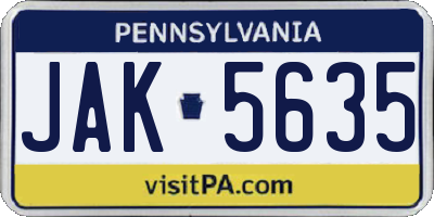 PA license plate JAK5635