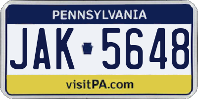 PA license plate JAK5648