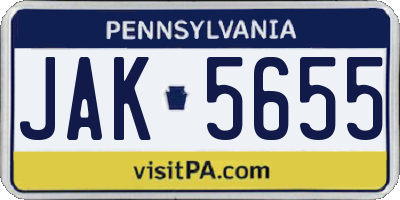 PA license plate JAK5655