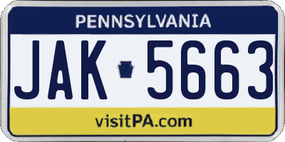 PA license plate JAK5663