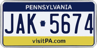 PA license plate JAK5674