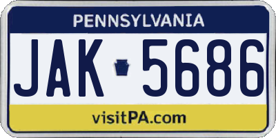 PA license plate JAK5686