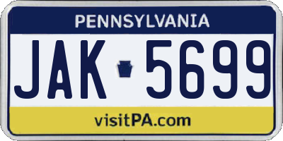 PA license plate JAK5699
