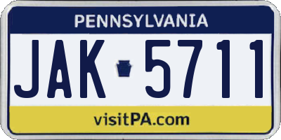 PA license plate JAK5711