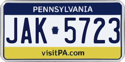 PA license plate JAK5723