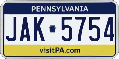 PA license plate JAK5754
