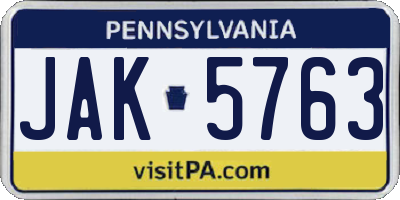 PA license plate JAK5763