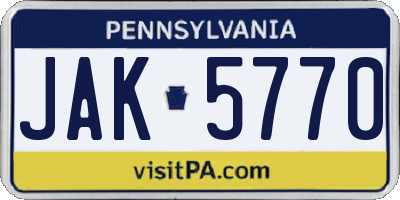 PA license plate JAK5770