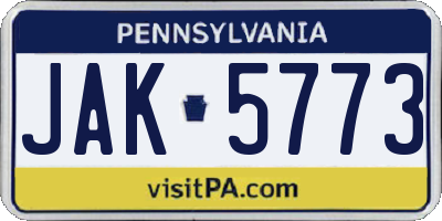 PA license plate JAK5773