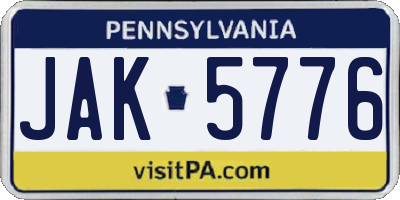 PA license plate JAK5776