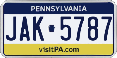 PA license plate JAK5787