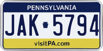 PA license plate JAK5794