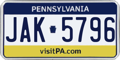 PA license plate JAK5796