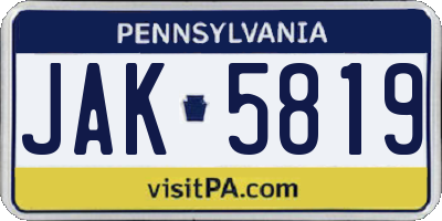 PA license plate JAK5819