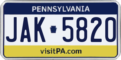 PA license plate JAK5820