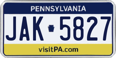 PA license plate JAK5827