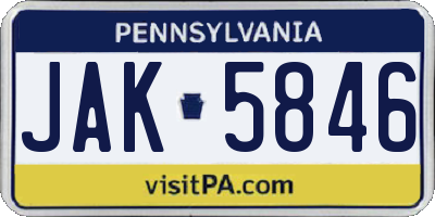 PA license plate JAK5846