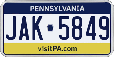 PA license plate JAK5849