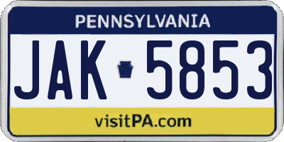 PA license plate JAK5853