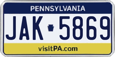 PA license plate JAK5869