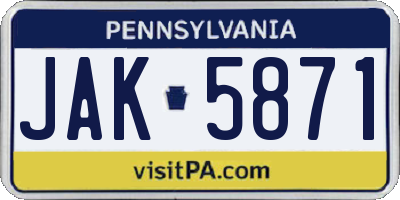 PA license plate JAK5871
