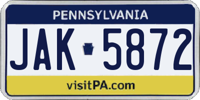 PA license plate JAK5872