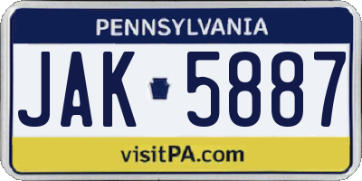 PA license plate JAK5887
