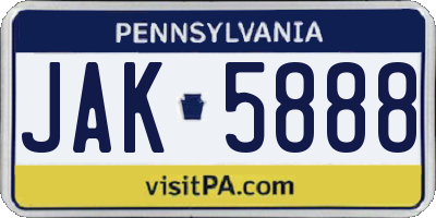 PA license plate JAK5888
