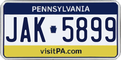 PA license plate JAK5899