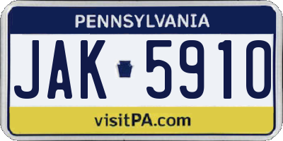 PA license plate JAK5910