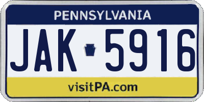 PA license plate JAK5916