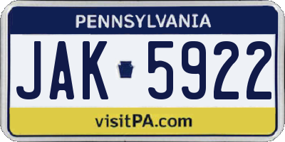 PA license plate JAK5922