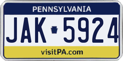 PA license plate JAK5924