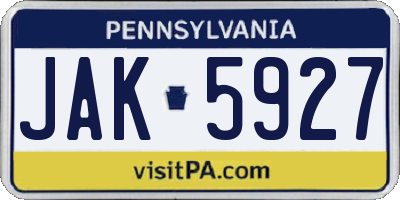 PA license plate JAK5927