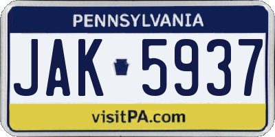 PA license plate JAK5937