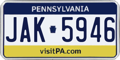 PA license plate JAK5946