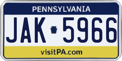 PA license plate JAK5966
