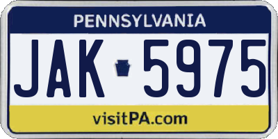 PA license plate JAK5975