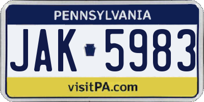 PA license plate JAK5983