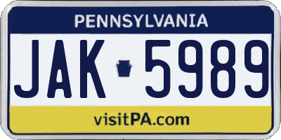 PA license plate JAK5989