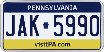 PA license plate JAK5990