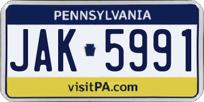 PA license plate JAK5991