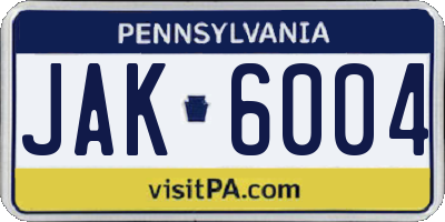 PA license plate JAK6004