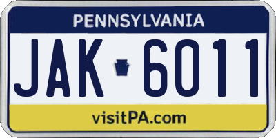 PA license plate JAK6011