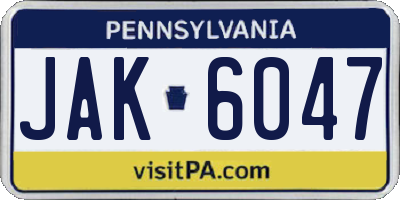 PA license plate JAK6047