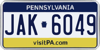 PA license plate JAK6049