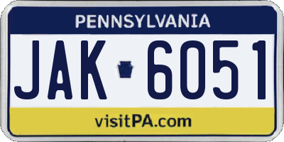 PA license plate JAK6051