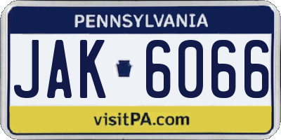 PA license plate JAK6066
